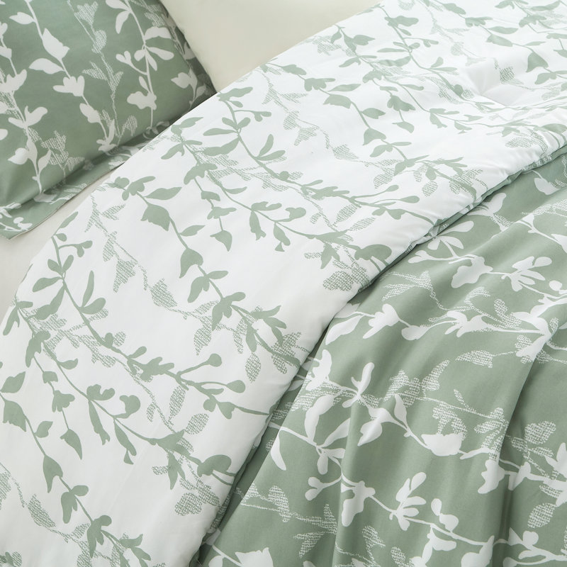 Ensemble d'édredon 2 pièces Marilla, Édredon simple + 2 taies décoratives, Vert sauge