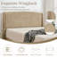 Lit plateforme tapissier avec 4 tiroirs Braya, brun clair, double-123040029-123040027