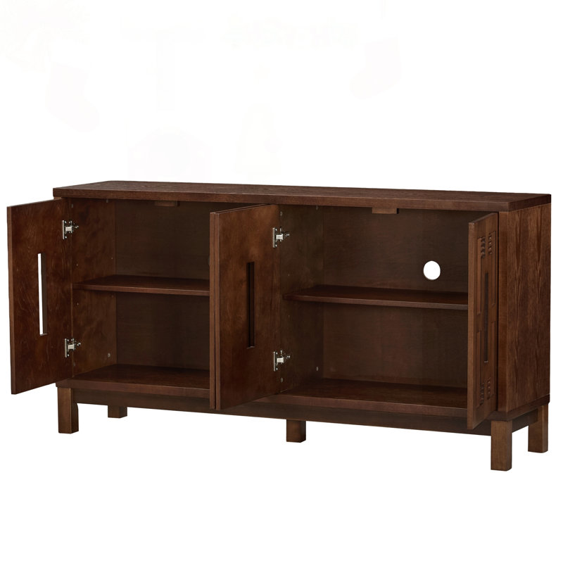 Buffet Mid-Century moderne avec motif ajouré sculpté, Noyer