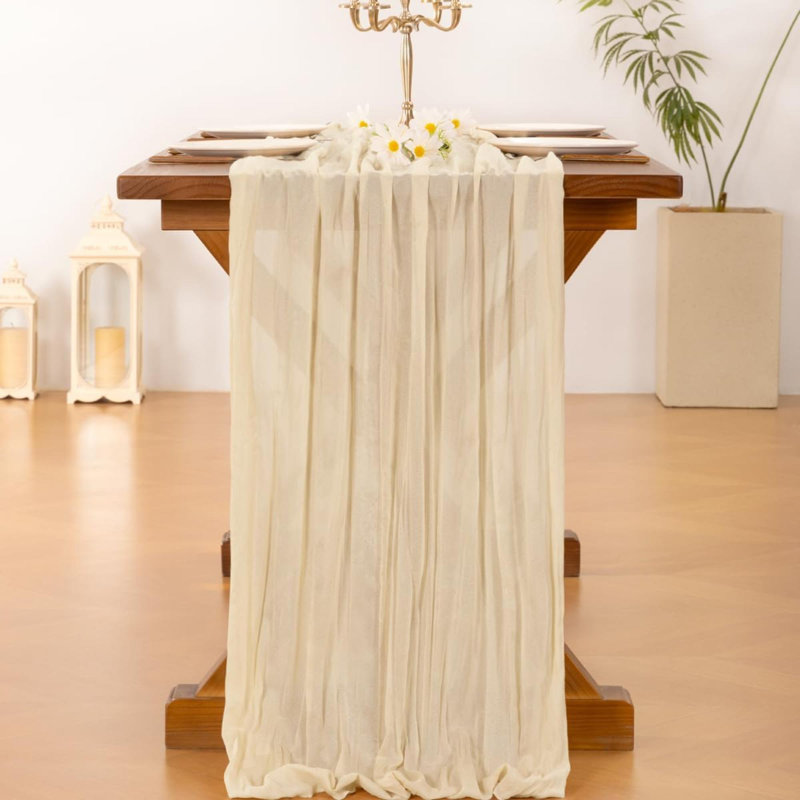 Chemin de table en étamine Cheesecloth, L 35 po x l 122 po, Beige