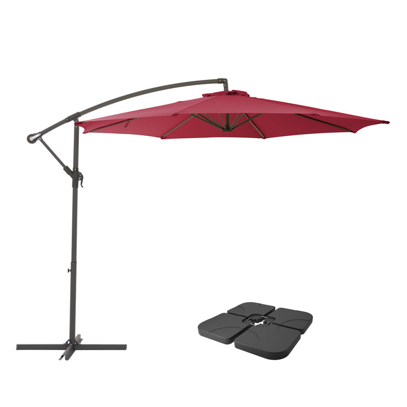 Parasol en porte-à-faux 9,6 pi avec base de comptoir Helland, Vin rouge