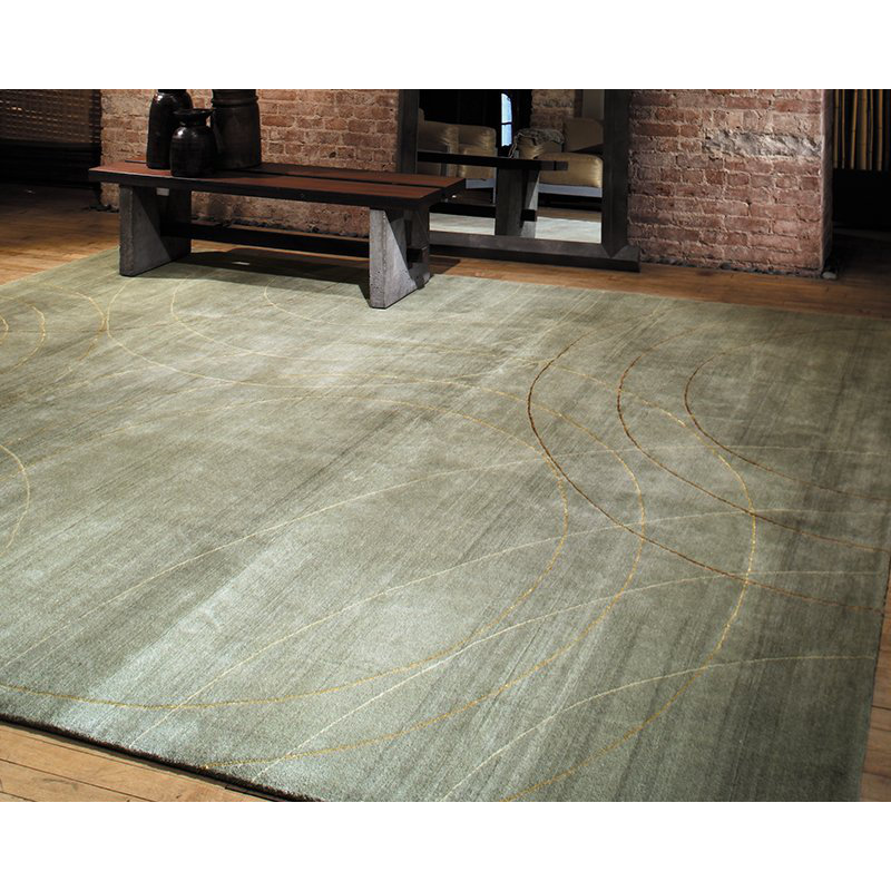 Cirque Geometric Area Rug in Gold/Green, Rectangle 3' x 5'