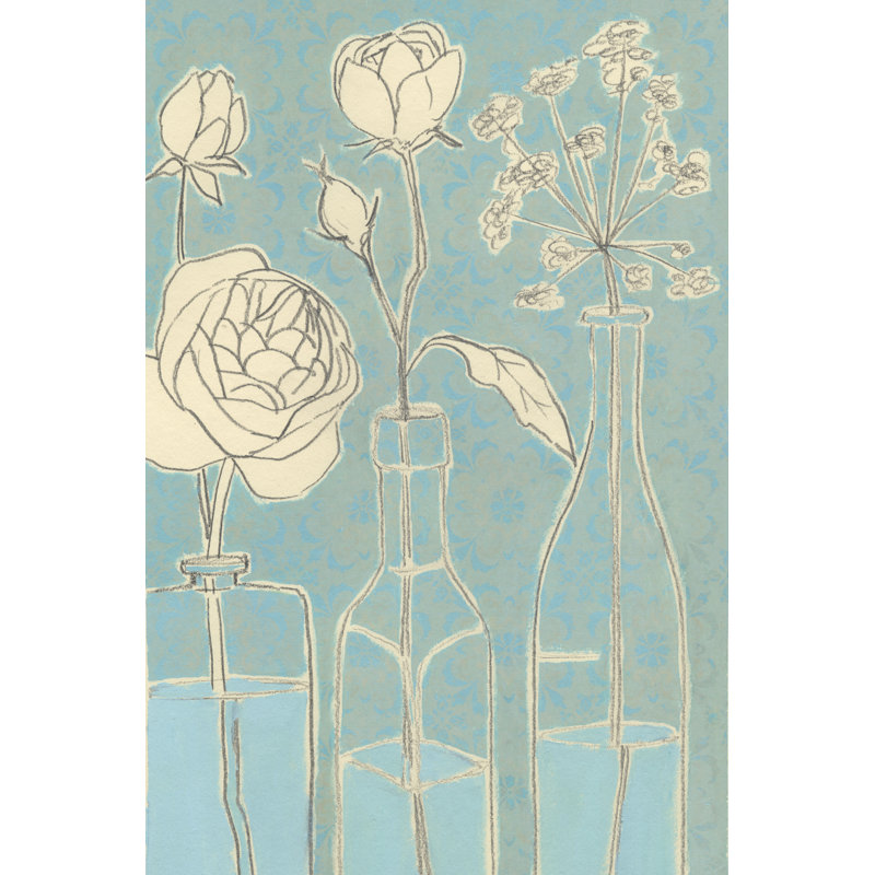 Apothecary Flowers I -  Painting, 91 cm H x 61 cm W, Black Floater Frame