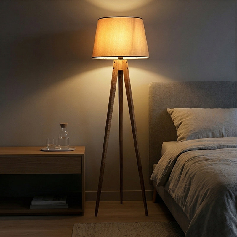 Lampe trépied 63 po Maquan, Naturel, Brun