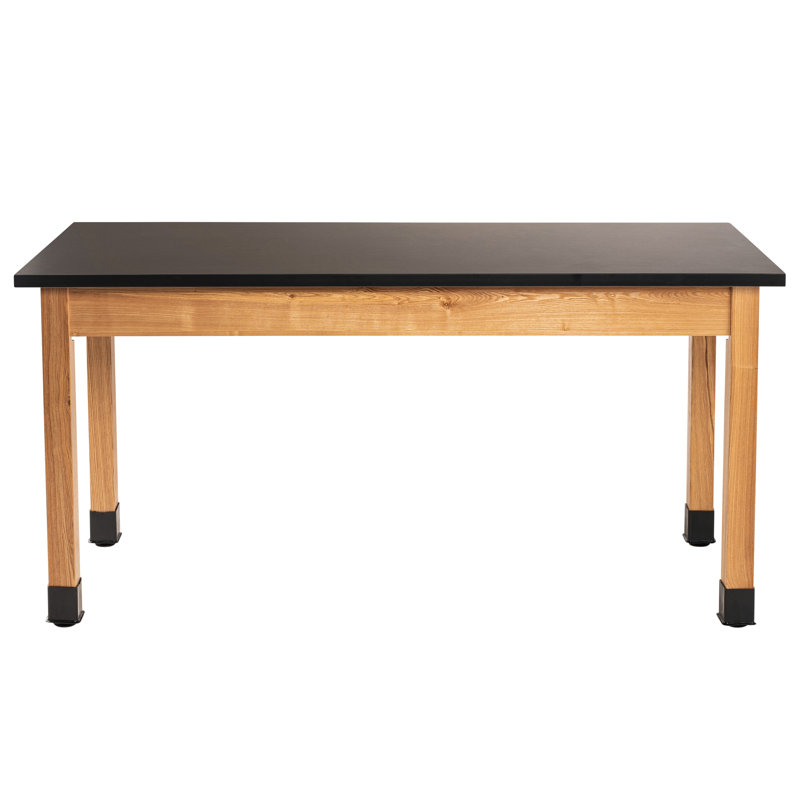 54" Light Wood and Black Chemical Resistant Science Lab Table