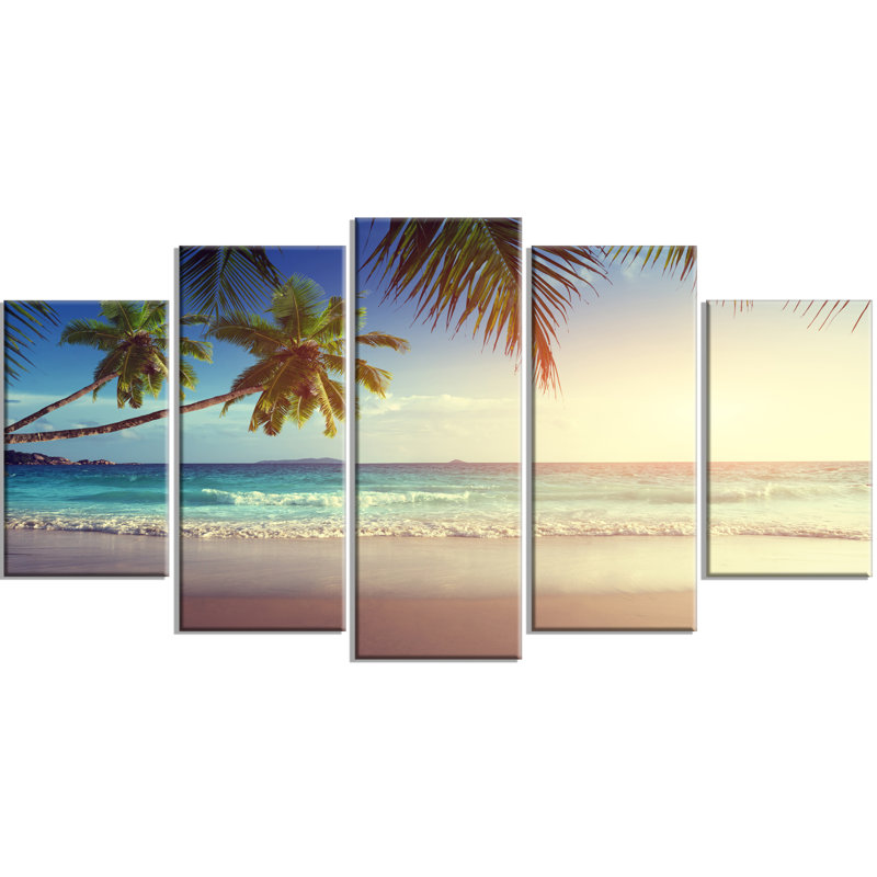 Highland Dunes 'Typical Sunset on Seychelles Beach' 5 Piece Wall Art on ...