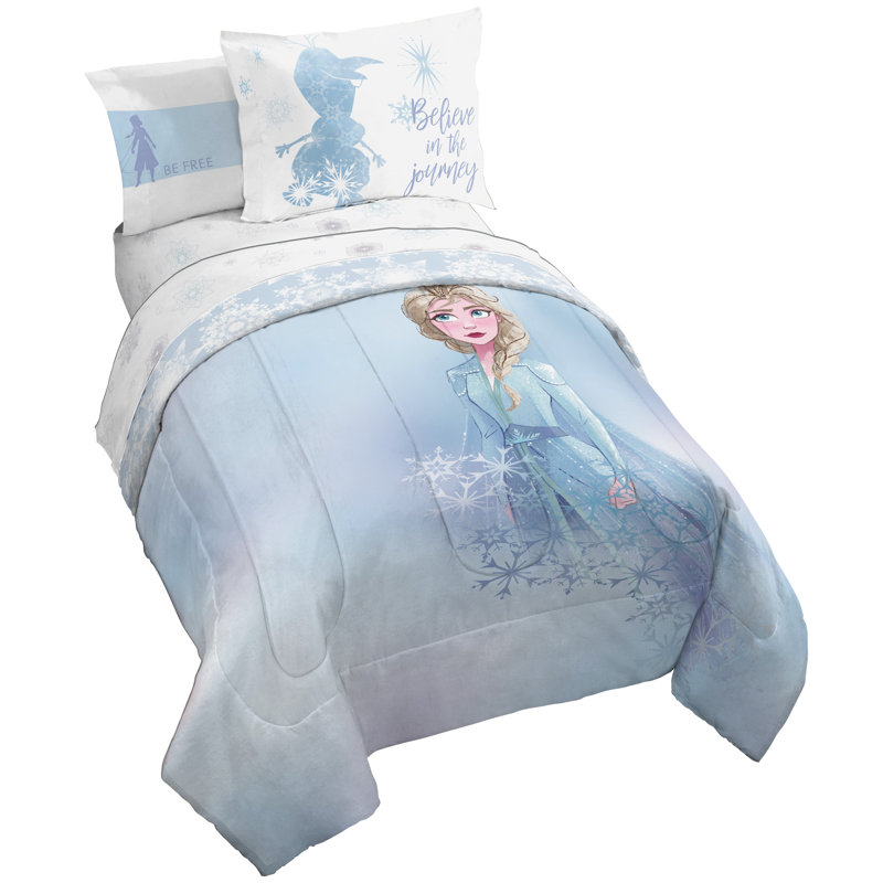 Ensemble d'édredon réversible en microfibre bleu / blanc 5 pièces Frozen, Édredon simple + 5 pièces supplémentaires