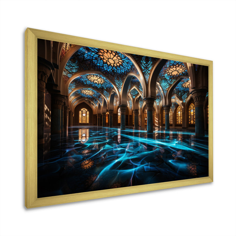 «Mosquée de l'Islam», reproduction d'art, Cadre doré simple, H 24 po x l 32 po x P 1 po