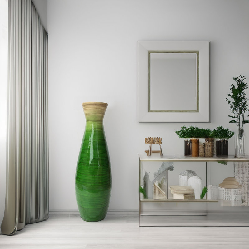 Vase de plancher en bois, Vert, Petit