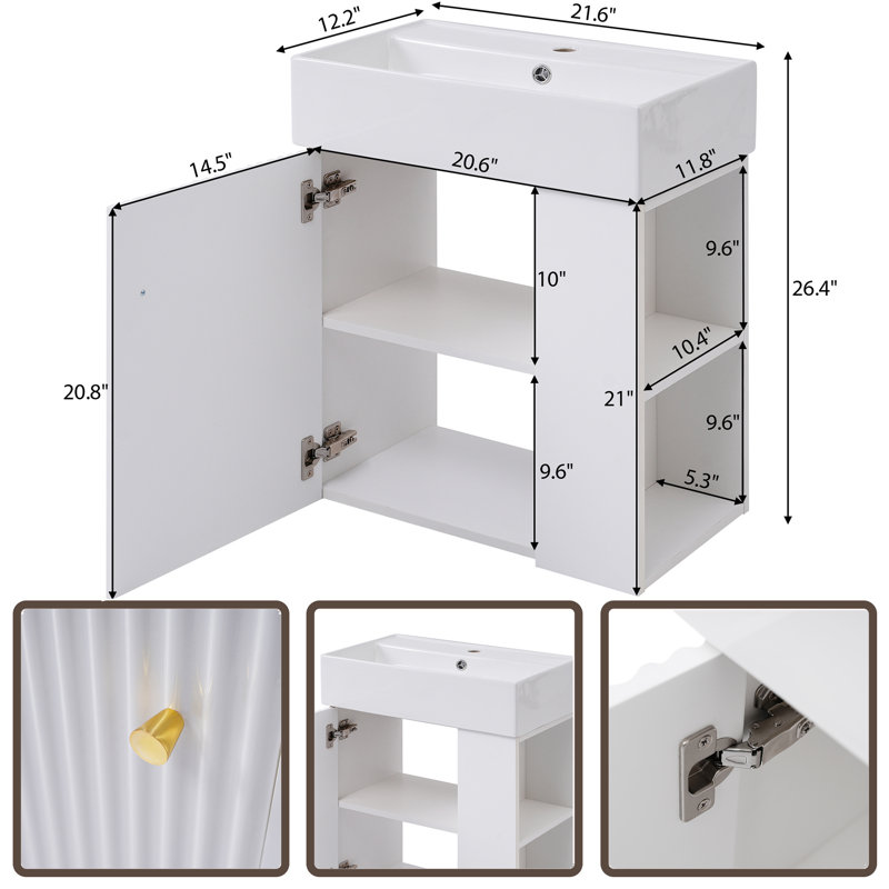 Meuble-lavabo de salle de bain avec lavabo en céramique