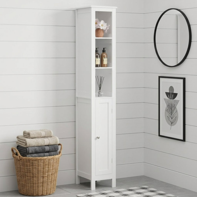 Freestanding Slim Tall Bathroom Storage Cabinet with Anti-tip Device
