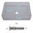 17-1/2 in. Clear Crystal Glass Rectangular Vessel Bathroom Basin Sink with Chrome Pop-up Drain