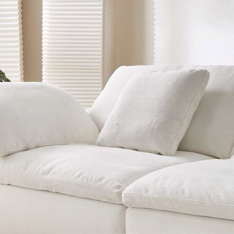 Canapé rétro minimaliste en coton et lin, H 33,46 po x l 118,11 po x P 39,37 po