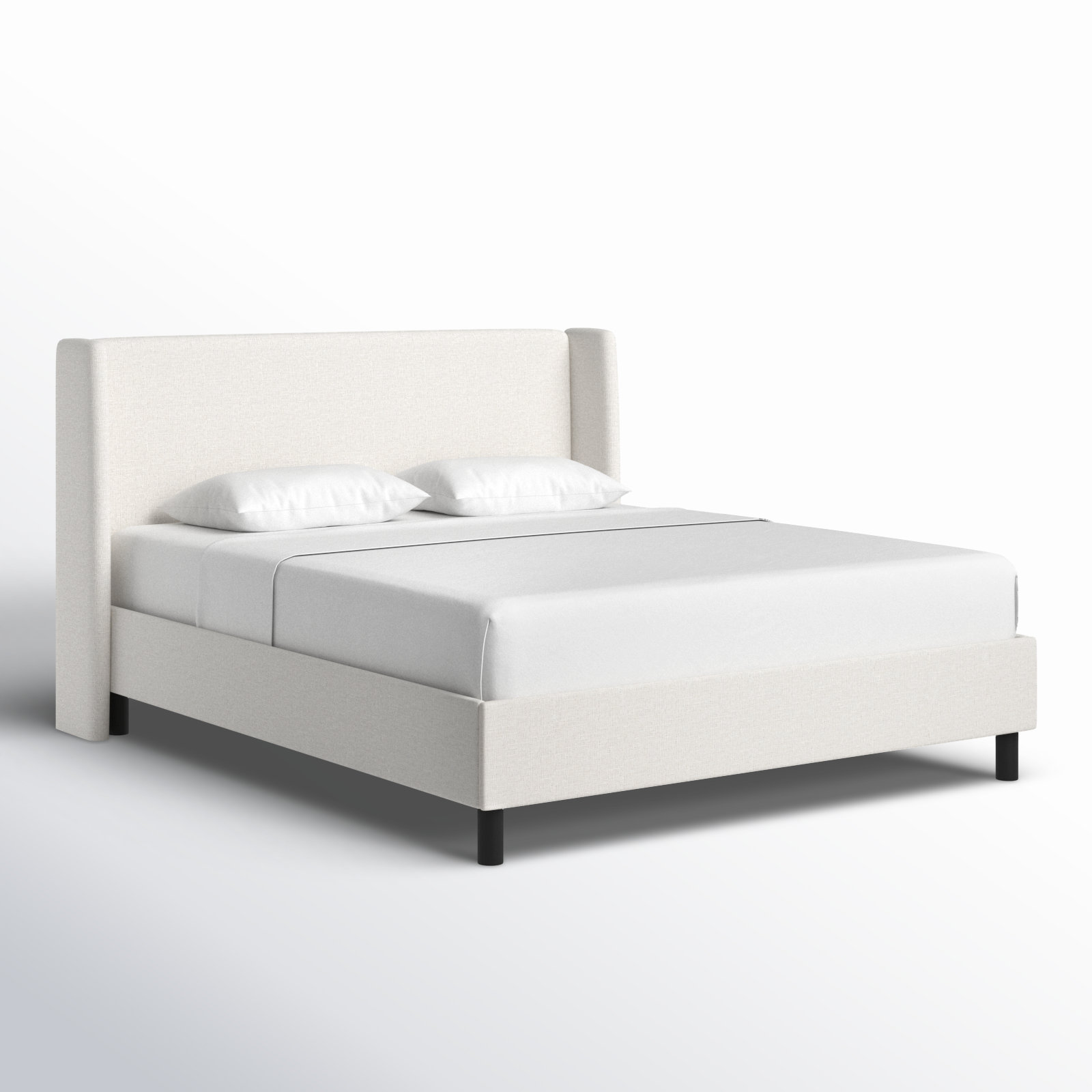 Tilly Linen Upholstered Wingback Bed, California King, Zuma White Textured Linen