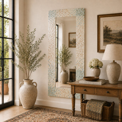 Miroir mural en nacre bleu