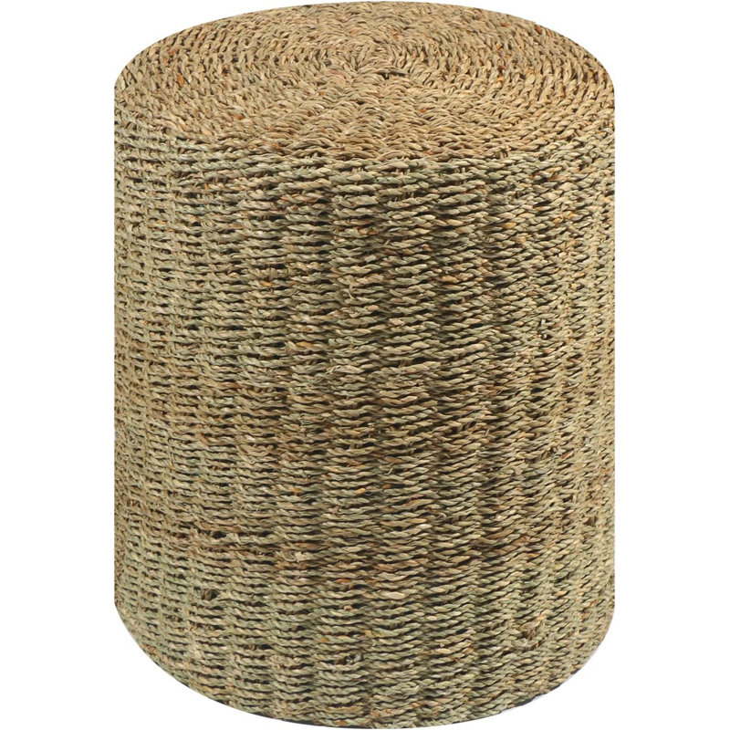 Hallissey Upholstered Pouf, Natural-Linen