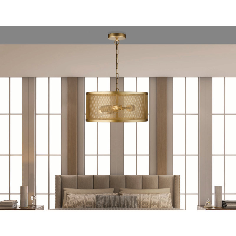 Luminaire suspendu tambour 3 lumières Howe, Or