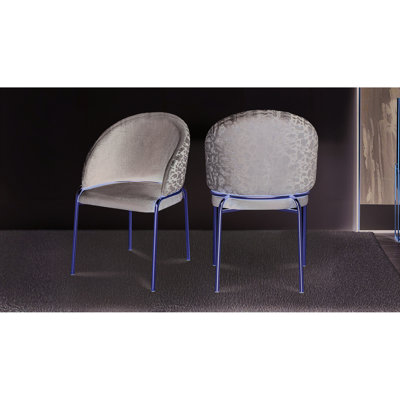 Modern 2pc Dark Gray Chairs, Velvet Inside, Gold Coated Metal Legs, Chenille Outside, Dining Room Furnishing, Frame, 20.9 In Depth, 21.85 Width, 34.13