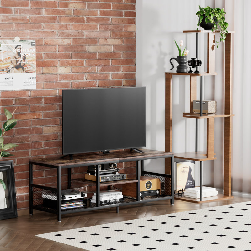 Meuble télé avec prises de courant, 55.11", Noir