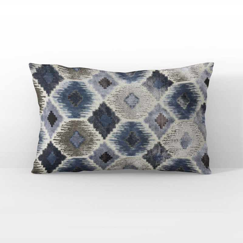 Coussin Plutus Indigo Jewel iKat, Forme rectangulaire, H 12 po x l 20 po