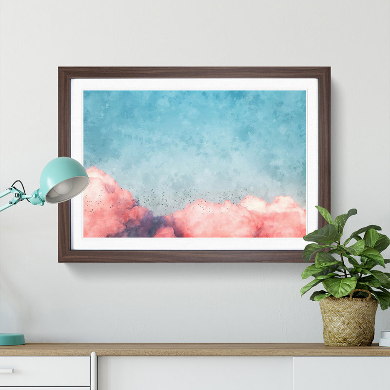 Migrating Birds - Picture Frame Graphic Art Print, Walnut Framed, 62cm H x 87cm W x 2cm D