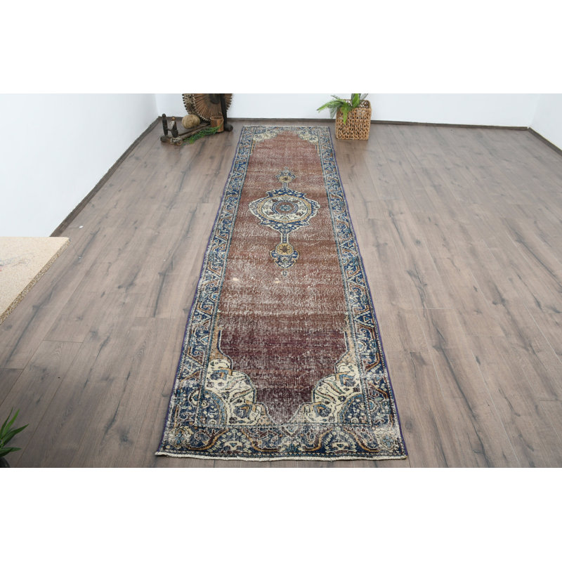 Classic Wool Patchwork Runner, 33.9x144.5 Inch Brown Rug