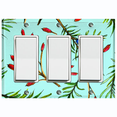 Rosemary Berry Teal Wallpaper Wallpaper Patterned 3 - Gang Rocker Standard Wall Plate