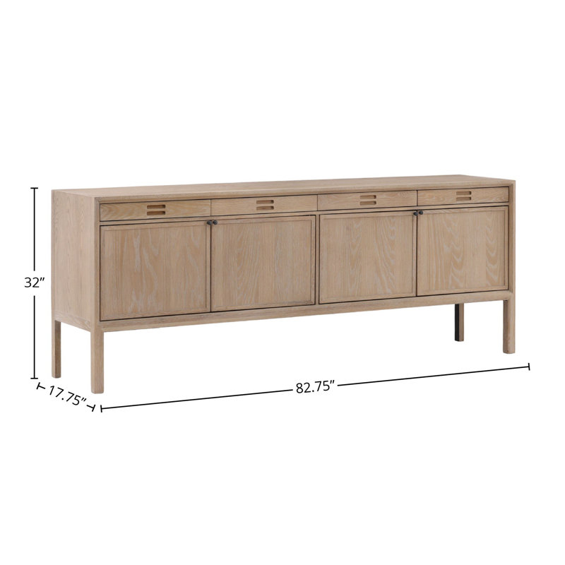 Lysander 83" Wide 4-Drawer Sideboard, Light Natural