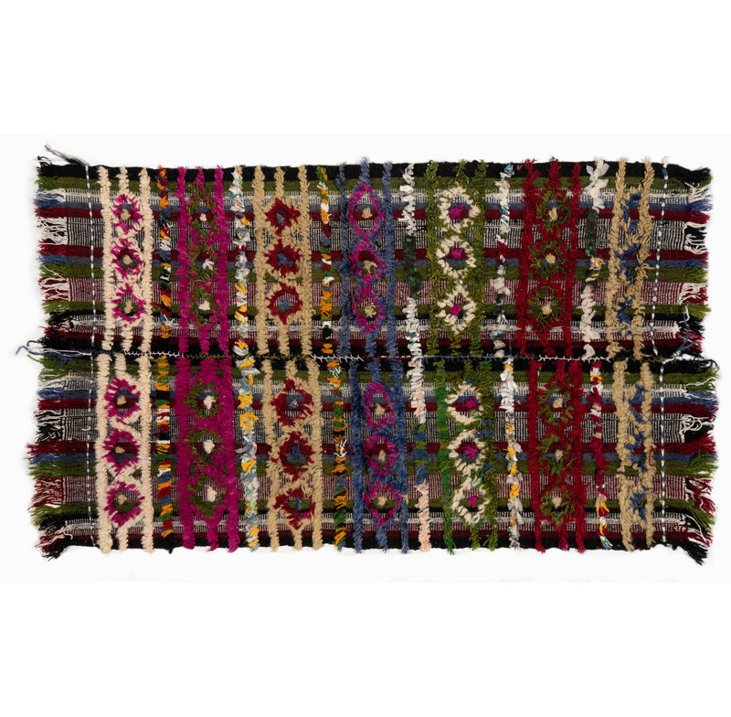Kilim turc rétro coloré 3x4,6 pi Lit, plancher, housse de canapé ou suspension murale