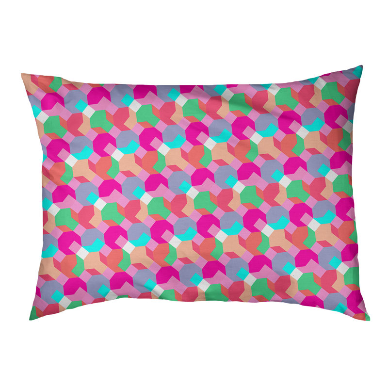 Coussin extérieur octogone Campion, Moyen (L 29,5 po x P19,5 po x H 9,5 po), Rose / vert / pêche