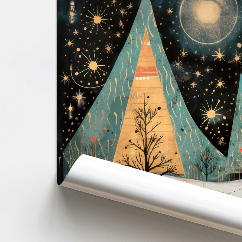 Nuit étoilée, arbres de Noël I print, Sans cadre, papier, H 16 po x l 20 po