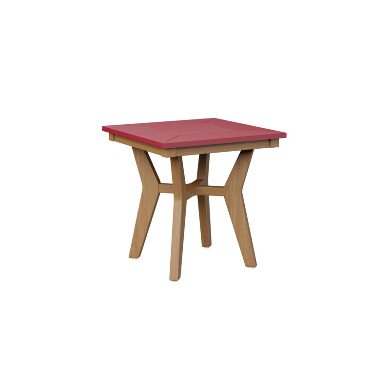 Mayhew Outdoor Square Side Table, Scarlet Red, Natural Teak