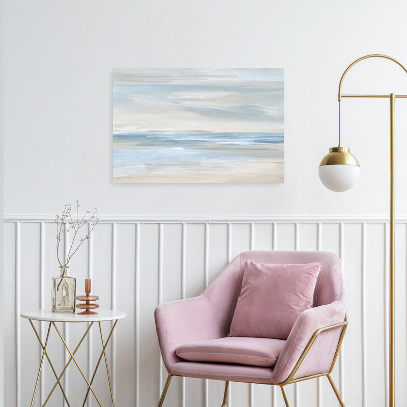 Distance et clarté abstraite, paysage côtier, art mural, 24" H x 36" W