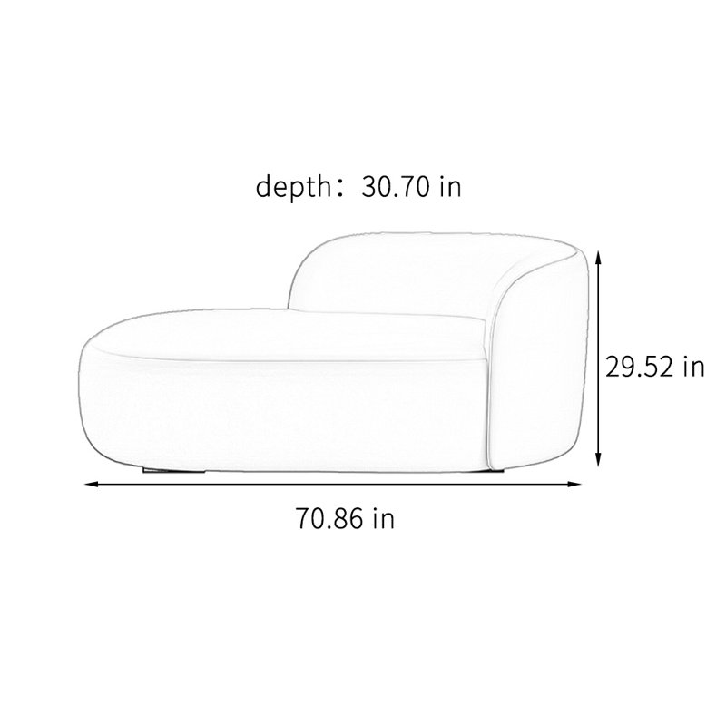 Élégant canapé incurvé confortable et confortable, Orange, Orienté à droite
