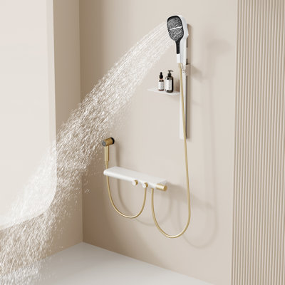 Wall Mounted Brass Tub Faucet with Hand Shower
