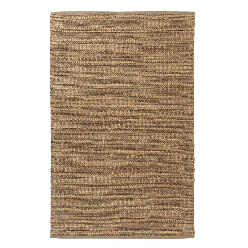 Modern Farmhouse Handmade Natural Fiber Jute Indoor Area Rug with Cotton Backing, Rectangle 4' x 6', Brown/Tan/Taupe
