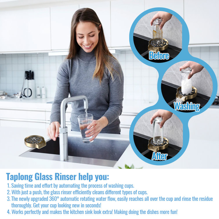 Bostingner Glass Rinser for Kitchen Sink Cup Washer with 360° Rotating