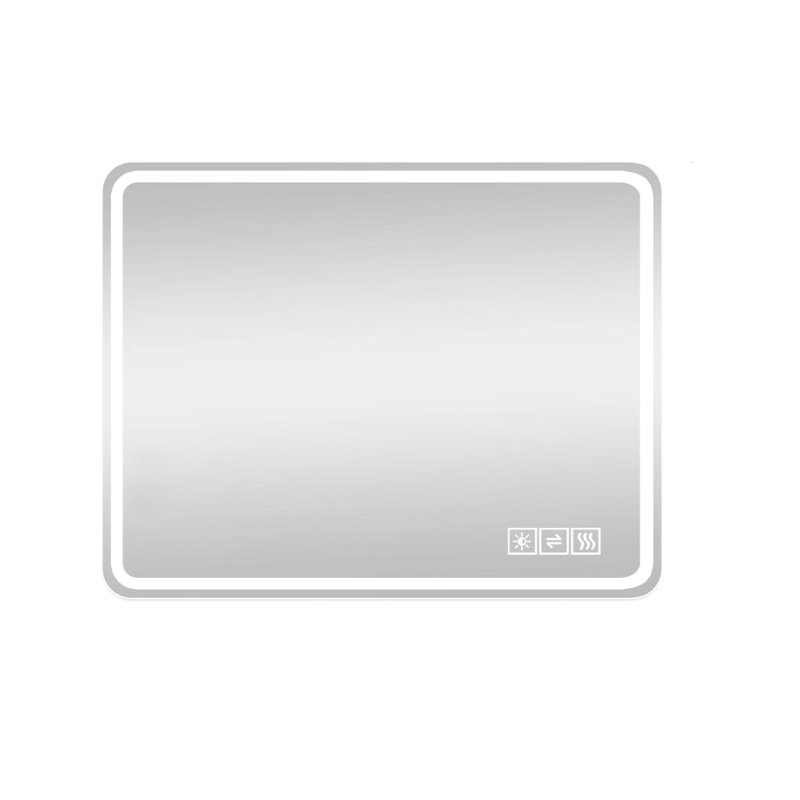 Miroir de salle de bain 40 x 32 pouces à DEL - brouillard, cuivre 5 mm - argent, gradation 3 couleurs, fixation murale, miroir argent, longue durée de vie de la lampe 3 couleurs