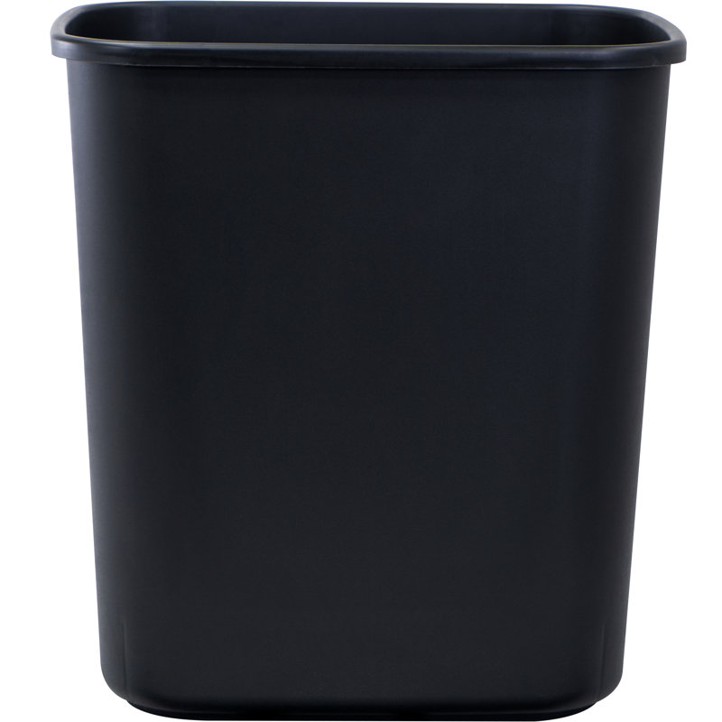 Matte Black Plastic 7.7 Gallon Open Trash Can Set