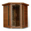 HEATWAVE Whistler 4 Person Cedar Corner Infrared Wood Sauna for Home Relaxation – Indoor Sauna with 10 Carbon Heaters, Chromotherapy Lighting, Oxygen Ionizer, Built-In Stereo Sound System