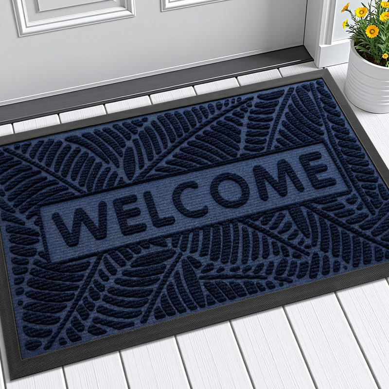 Tapis de porte extérieur antidérapant durable, Bleu marine, L 24 po x L 35 po