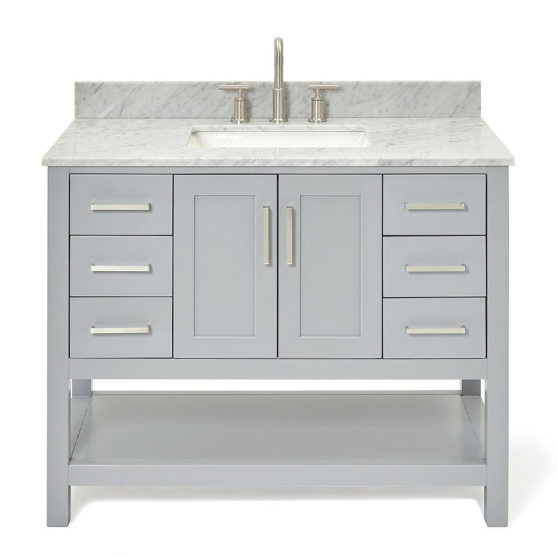 Magnolia Bath Vanity Rectangular Basin S061SCW2R, Gray, 43", Rectangular