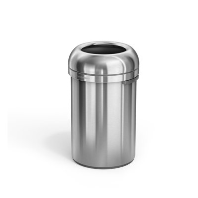 Simplehuman 115L All-Steel Bullet Open Can, Brushed Heavy-Gauge Stainless Steel