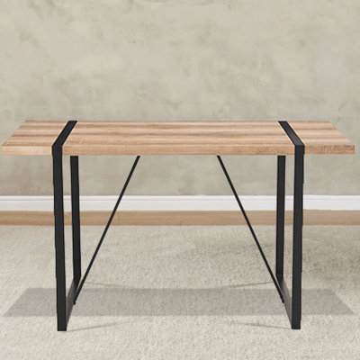 55" Rustic Industrial Dining Table For 4–6 People, Thick Engineered Wood Top With Metal Legs, Rectangular Kitchen & Living Room Table