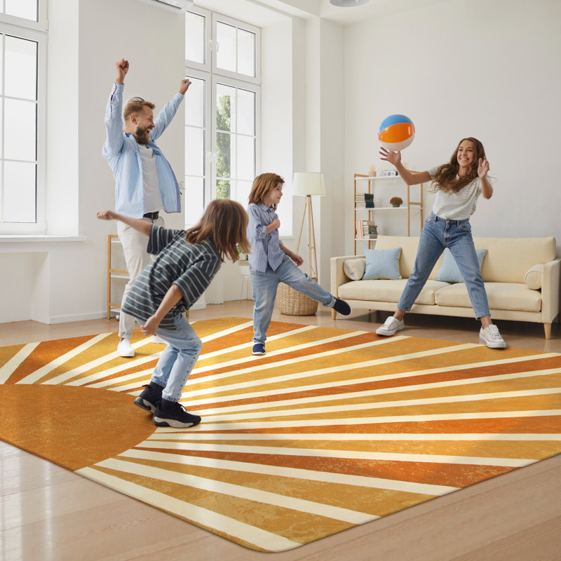 Voda Vibrant Sunflower Print Machine Washable Area Rug with Non-Slip Backing Perfect for Living Room, Dining Room, Bedroom Decor