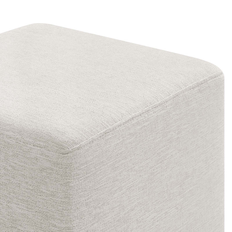 Modway Callum Upholstered Ottoman, Heathered Weave Ivory Polyester Blend