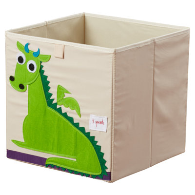 3 Sprouts ‑ boîte de rangement en forme de cube pour bébé et enfants avec image de dragon