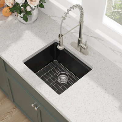 L 21 po x l 18 po rectangulaire en granit composite à quartz sous-comptoir, évier de cuisine, station de travail, préparation pour bar, évier pour véhicule récréatif