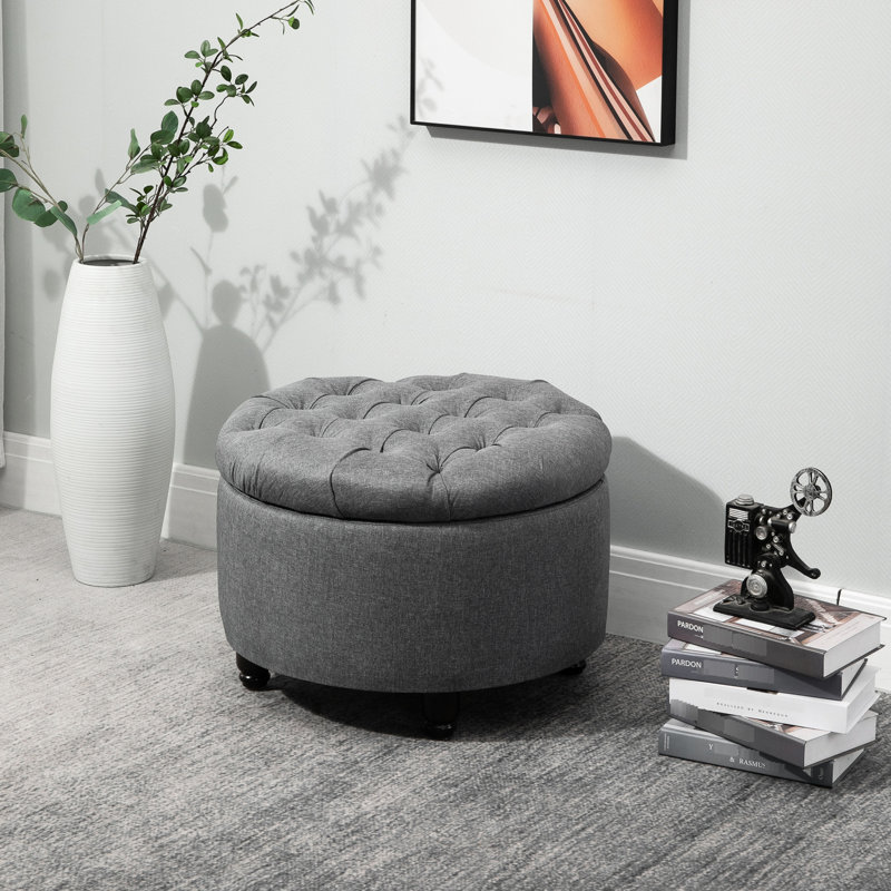 Tissu gris à boutons - Créez une atmosphère élégante dans votre salon avec un grand espace intérieur pour un rangement pratique et chic