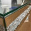 Table basse moderne en miroir avec incrustation de faux diamants, plateau en verre trempé et base empilée en miroir
